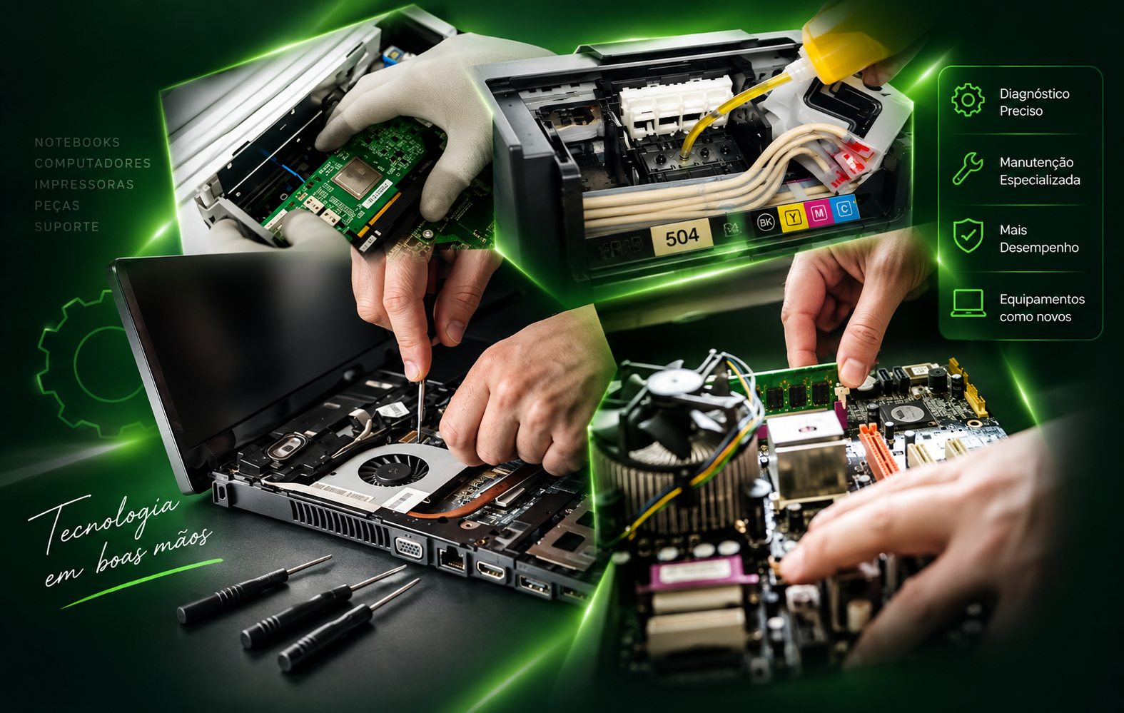 Assistência técnica em impressoras, notebooks e computadores