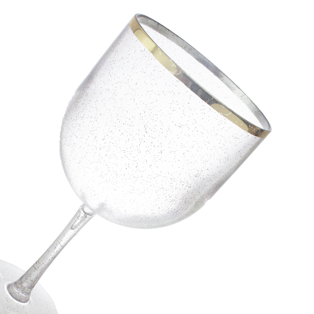 Taça Gin Gliter Borda Dourada