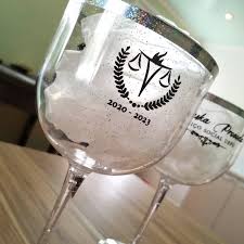 Taça Gin Gliter Borda Prata