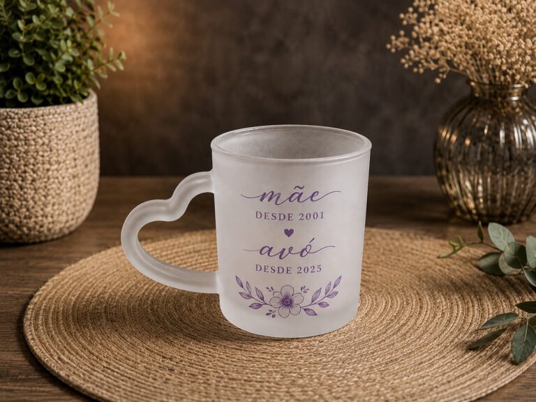 Caneca De Vidro Jateado Alca Coracao 330 ml
