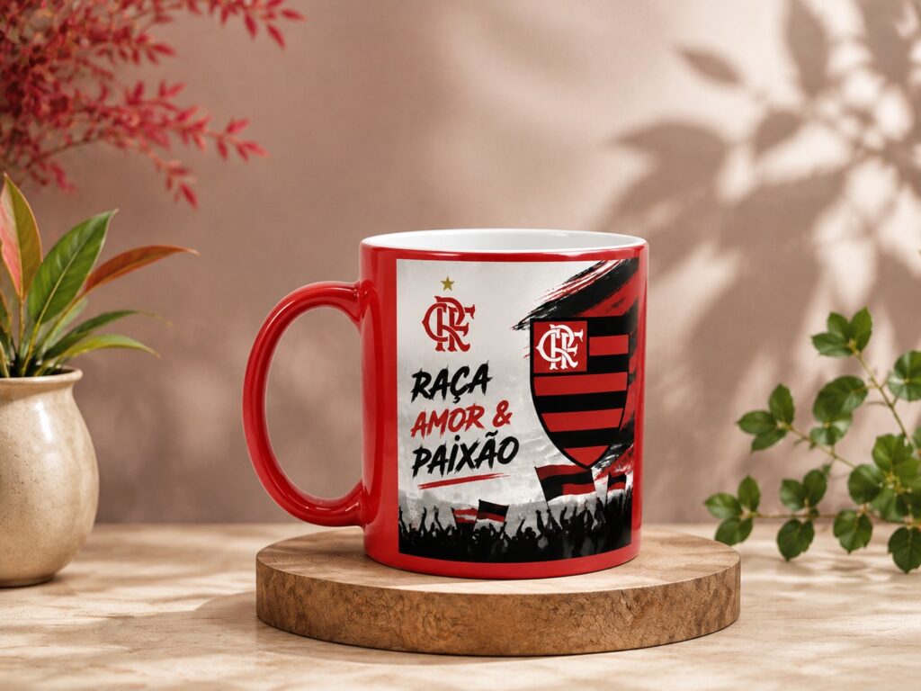 Caneca Vermelha Tarja Branca – 325 ml