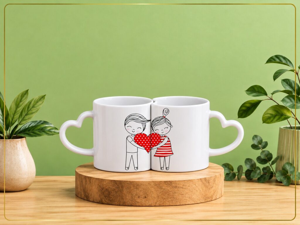 Par Caneca Branc Alça Coração